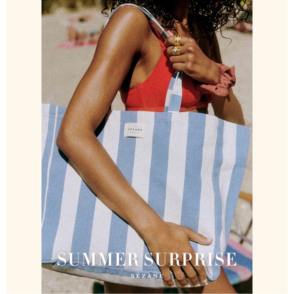 ❌SOLD❌Sezane Blue and White Striped Tote Bag